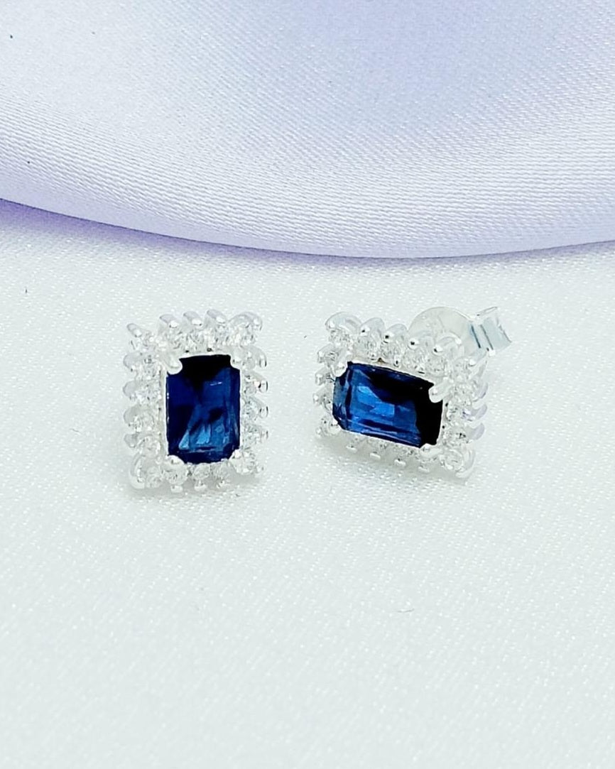 Aretes zirconia azul