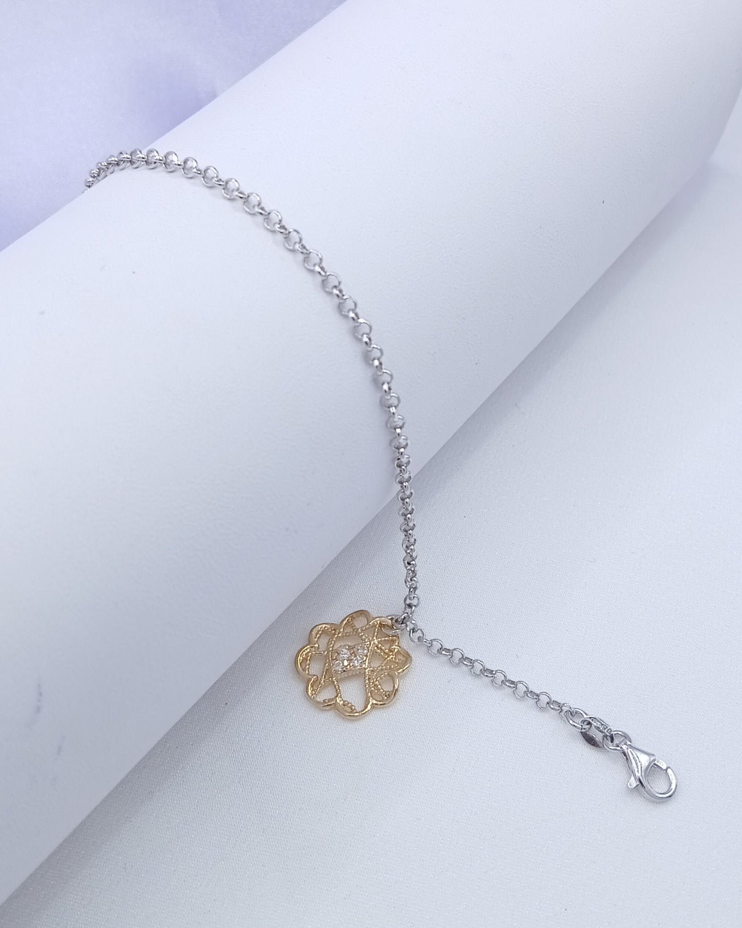 Pulsera rodinada flor dorada