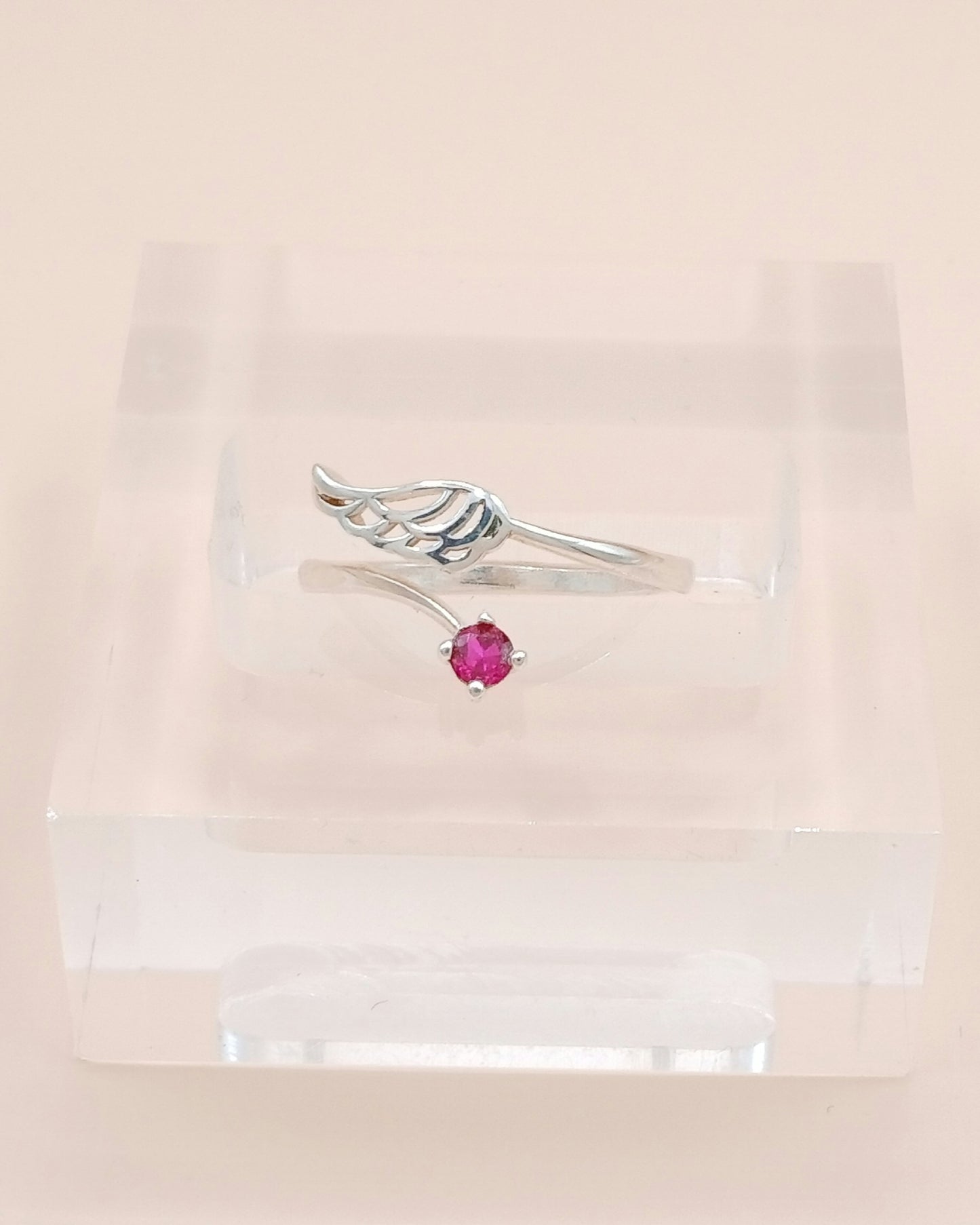 Anillo ajustable ala punto luz rosa