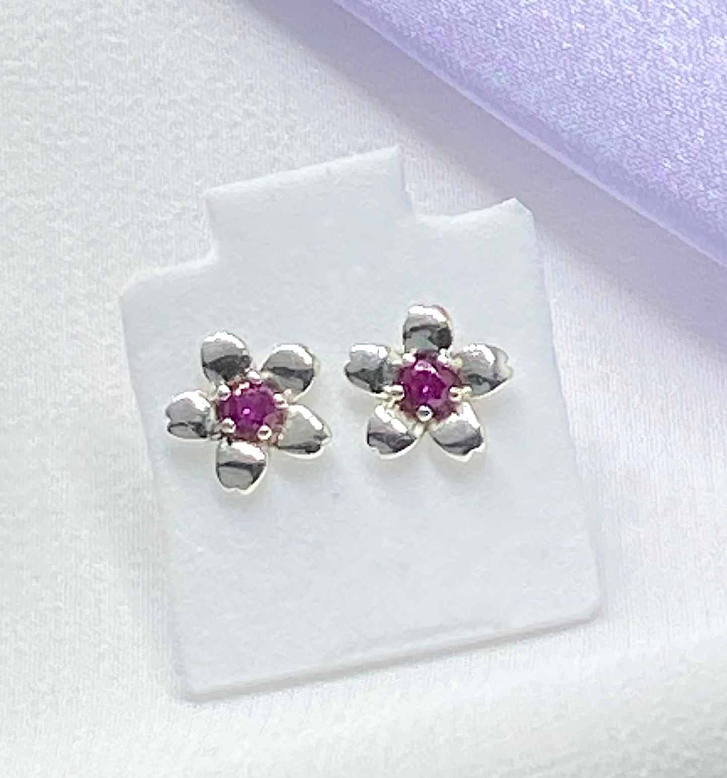 Aretes flor rosa