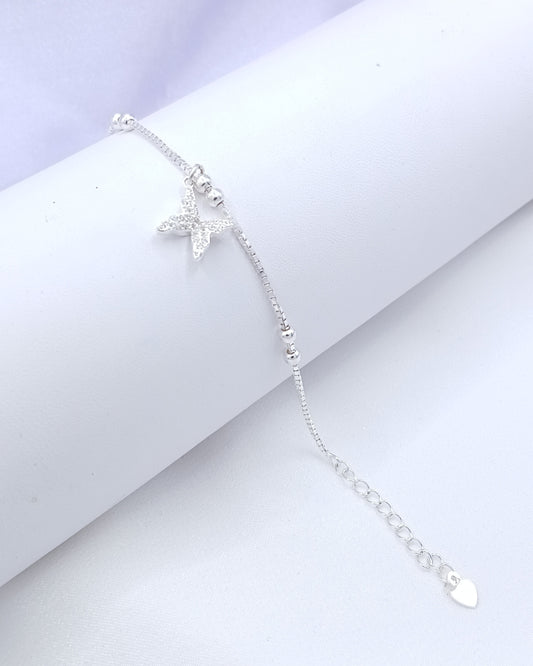 Pulsera mariposa eslabón veneciana con bolita
