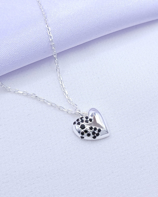 Gargantilla corazón microzirconia negra
