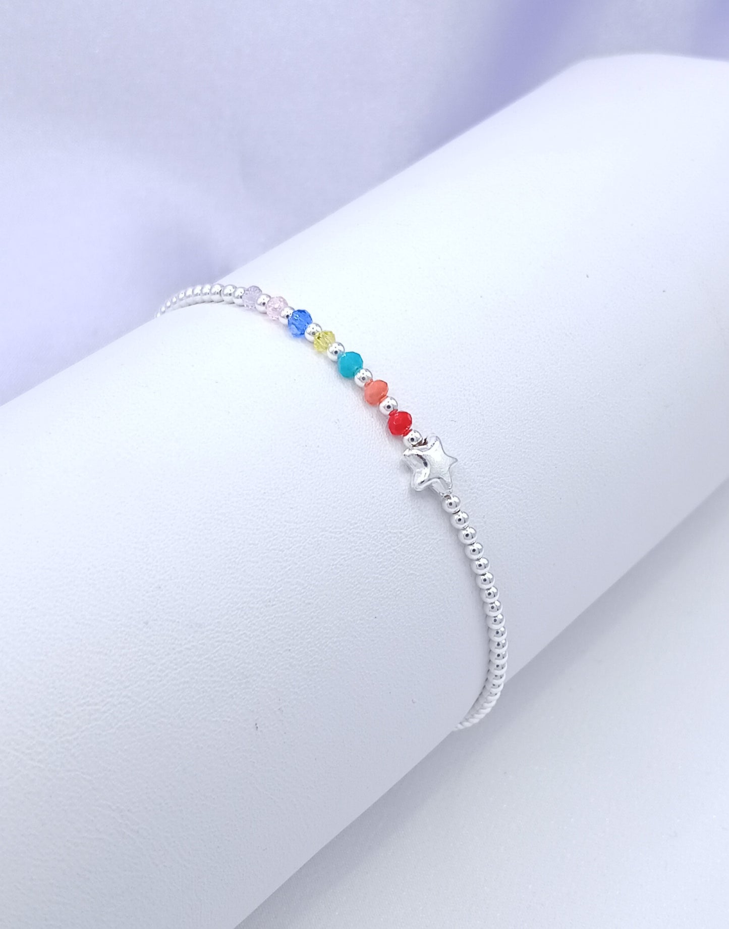 Pulsera flexible bolitas y cuentas