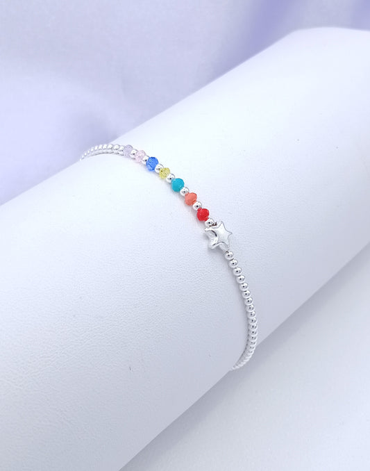 Pulsera flexible bolitas y cuentas