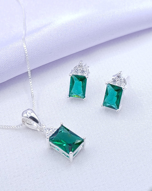 Set zirconia cuadrada verde