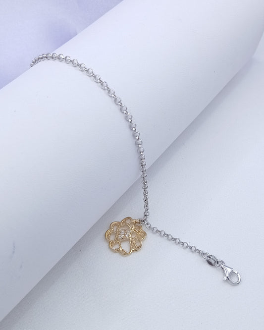 Pulsera rodinada flor dorada