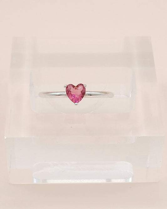 Anillo zirconia corazón rojo