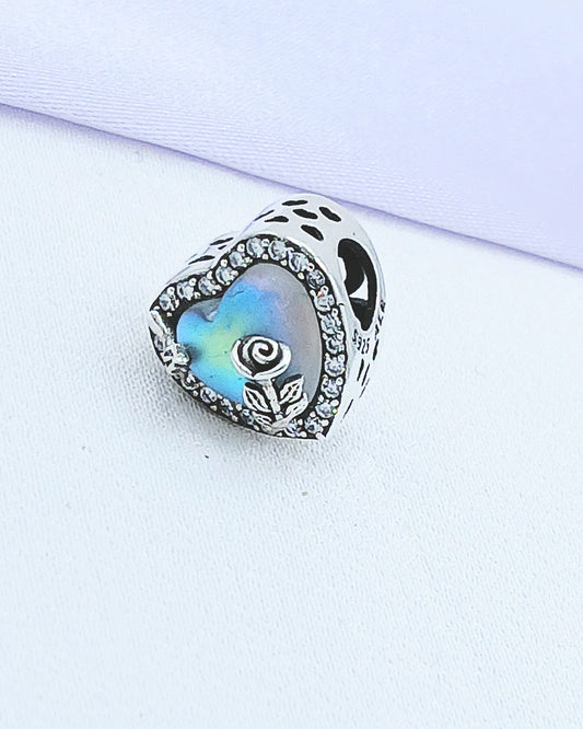 Dije charm piedra lunar rosa