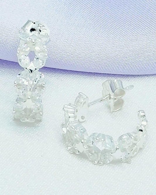 Aretes media argolla zirconia