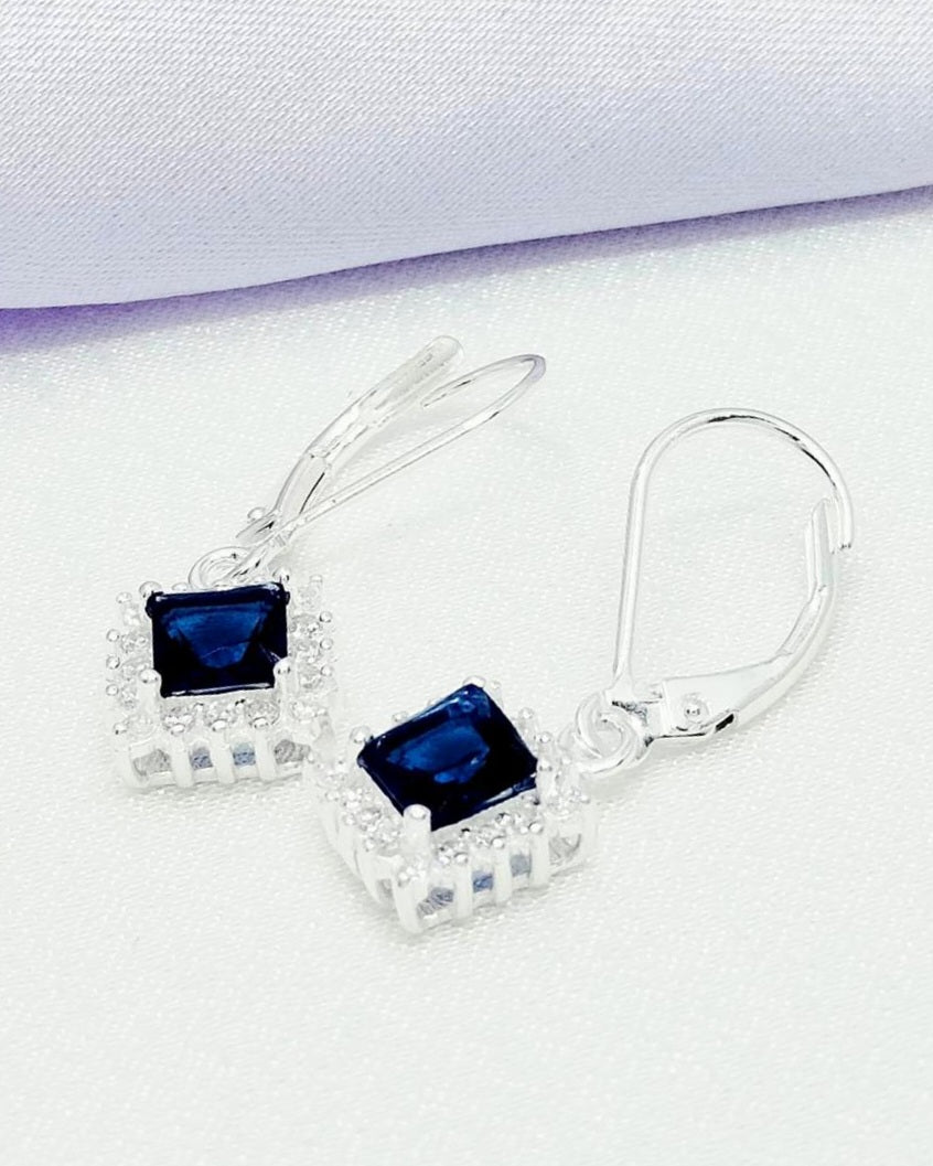 Aretes gancho español zirconia azul