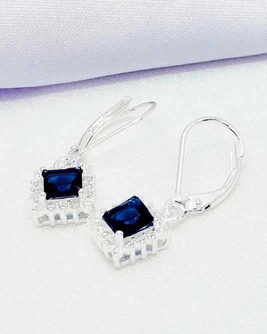 Aretes gancho español zirconia azul