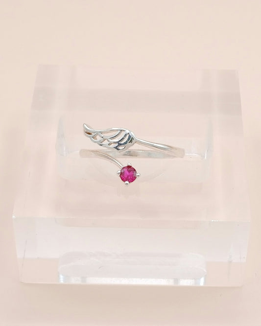 Anillo ajustable ala punto luz rosa