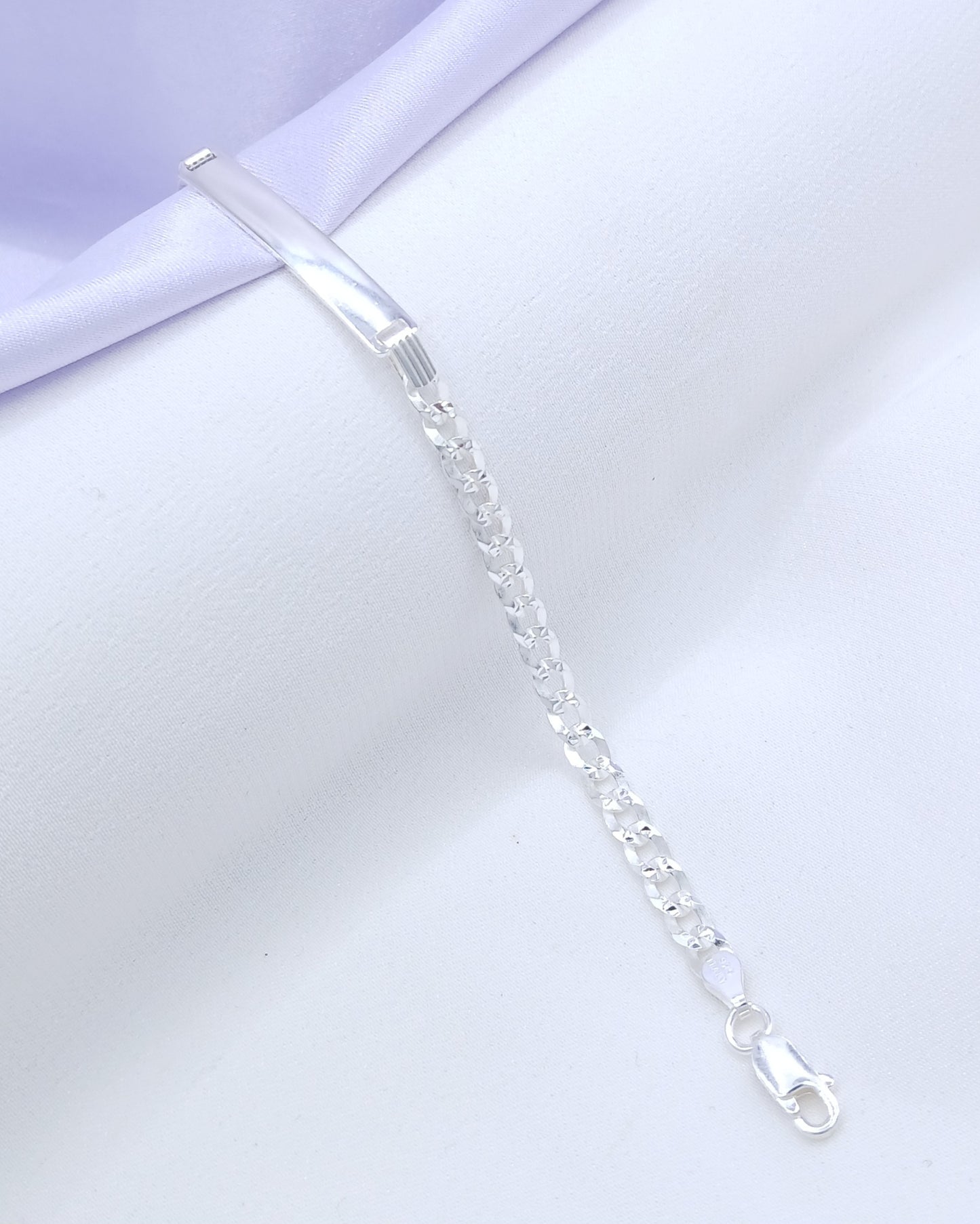Pulsera placa eslabón cubano diamantado