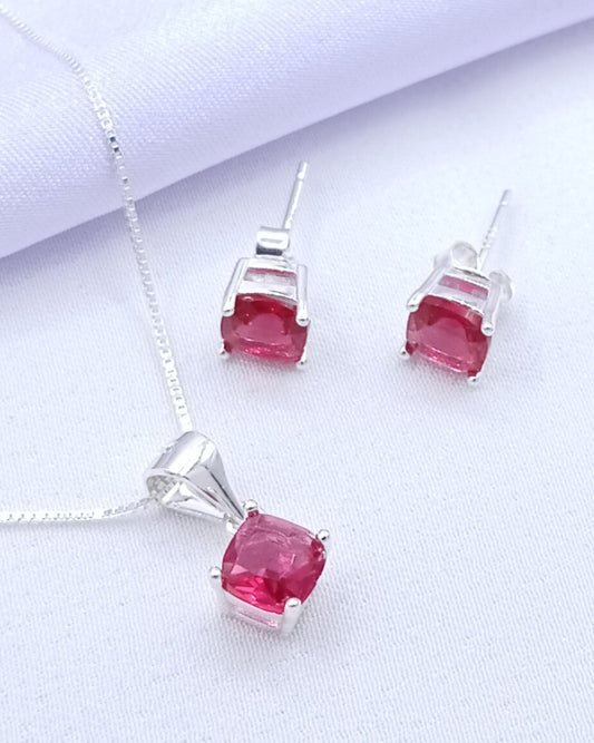 Set  cuadrado rojo rubi