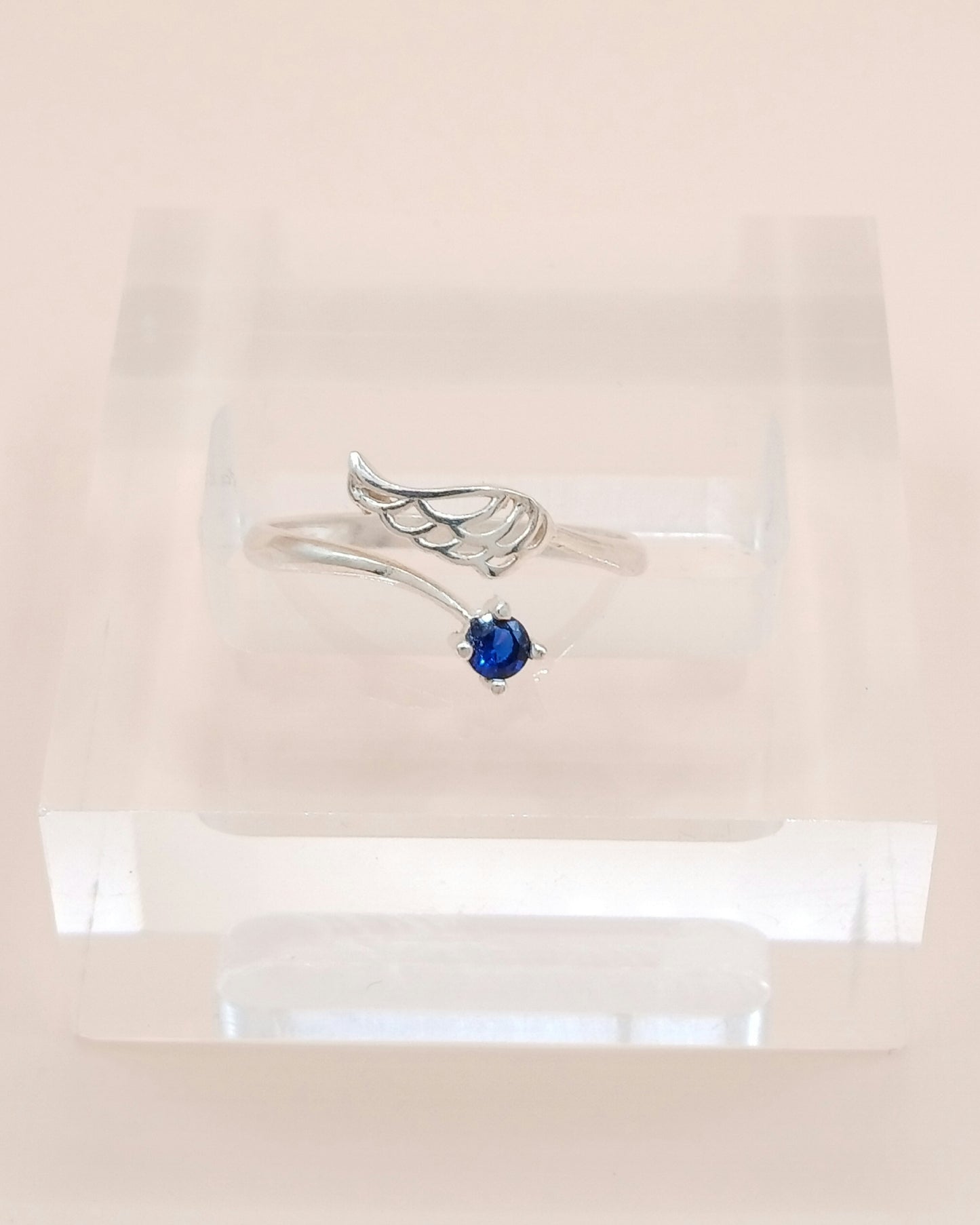 Anillo ajustable ala punto luz azul